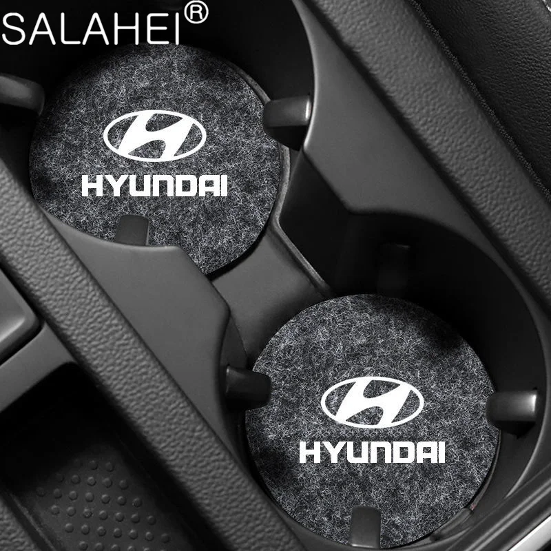 1/2PC Car Coaster Water Cup Bottle Holder Mat Anti Slip Pad For Hyundai Sonata I20 I10 Creta