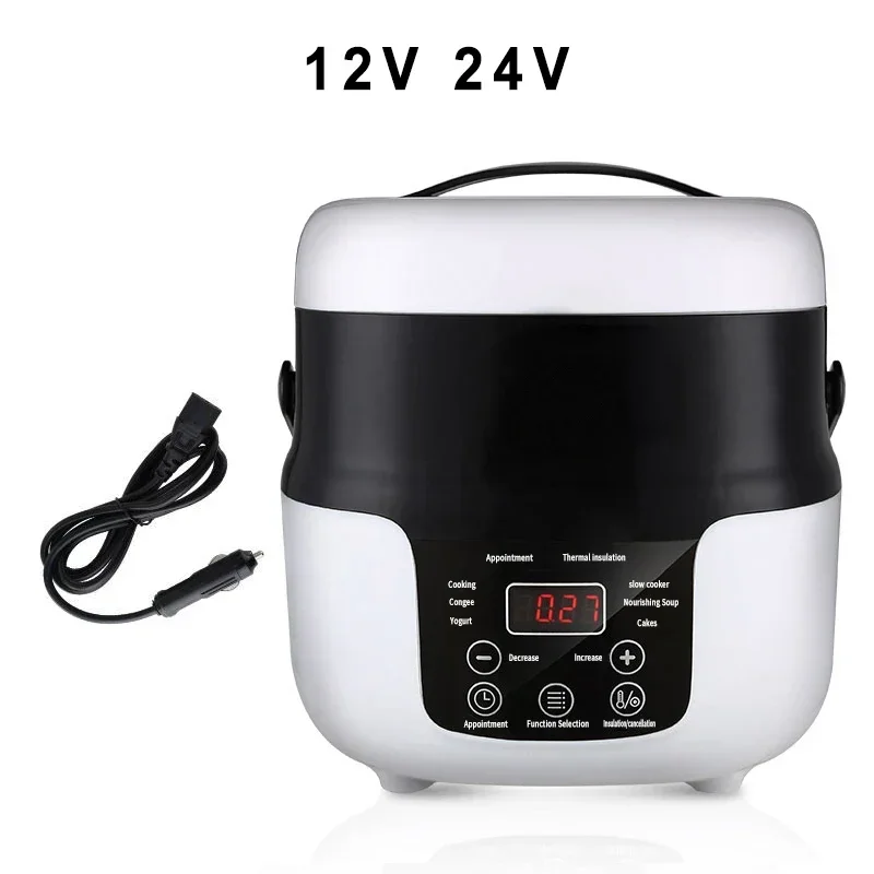 Rice Cooker Electric Cooker Electric Cooking Pot Electric Food Warmer 2L Electric Mini Rice Cooker Portable MultiCooker 12V 24V Pot Cooking Machine Pans For Car Truck