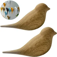 1Pc Creative Bird Shape Wall Hooks Home Decoration Storage Resin Wood Grain Storage Rack Bedroom Door After Coat Hat Hanger Hook 2