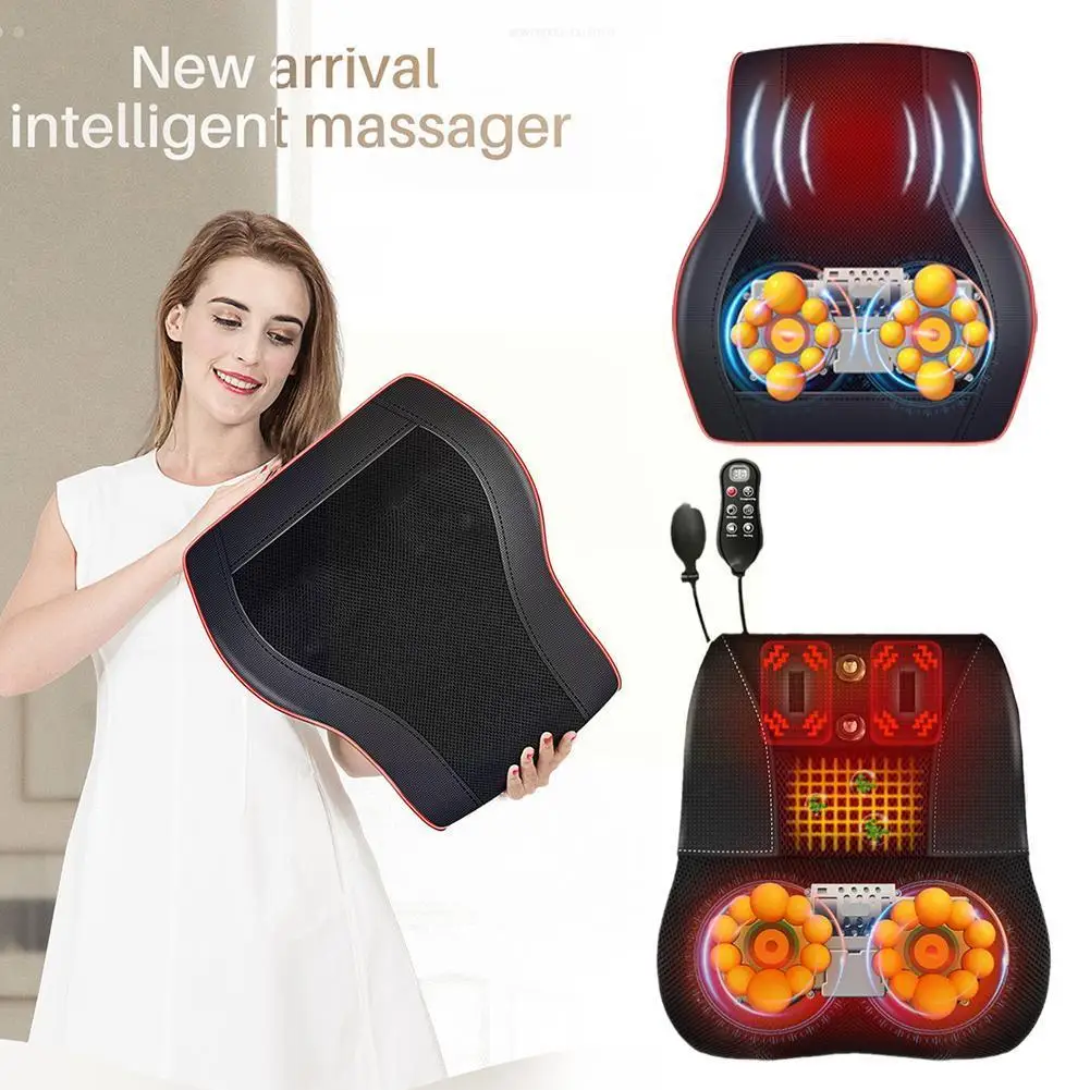 

Electric Shiatsu Head Neck Cervical Ttraction Body Massager Heating Pillow Car Vibrating with Device Pillow Massage Back J6C9