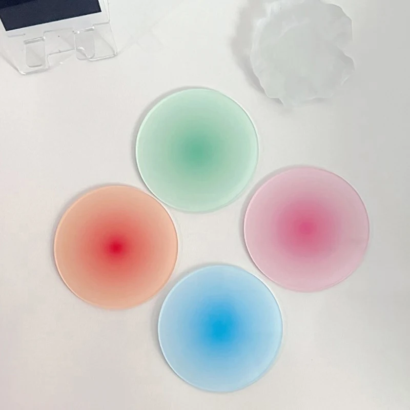 Ins Colour Gradient Acrylic Coaster Anti-slip Round Cup Pad Dining Table Placemat Cafe Decor Mug Mats