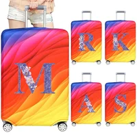 Stretch Fabric Luggage Protective Cover Dust Cover Anti-Scratch Suitcase Suit for 18-32 Inch Bag Purple Flower Letter Pattern 1