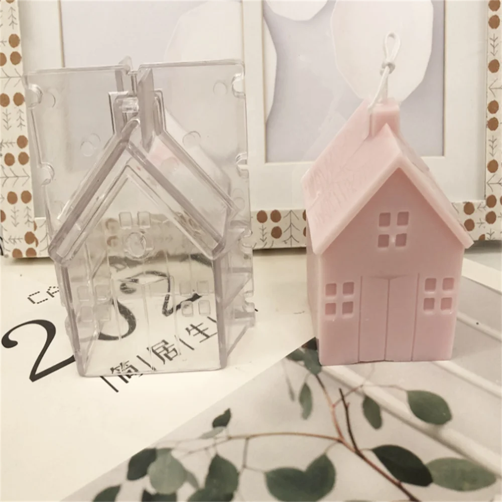 

3D Ins Small House Wooden Villa Silicone Candle Mold Scented Gypsum Diy Acrylic Moulds Soap Making Plaster Clay Wax Moule Bougie