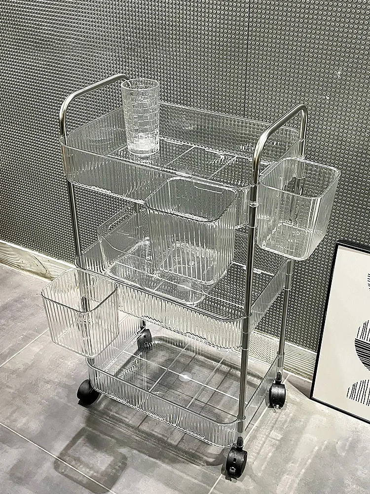 Carrello Portaoggetti Trasparente Carrello Per Cosmetici Cucina Bagno Camera Da Letto Scaffale Per Snack A Più Piani Con Ruote Organizer Home