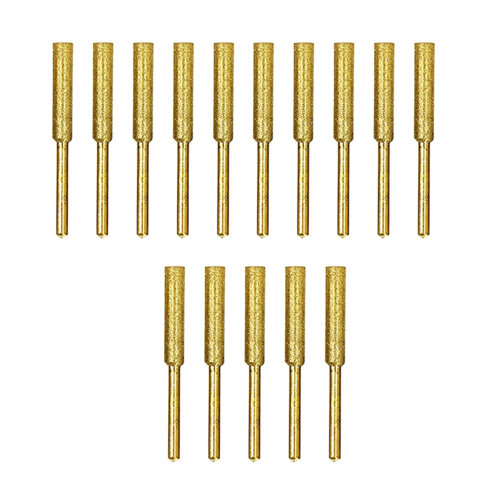 15pcs 4/4.8/5.5mm Diamond Coated Cylindrical Burr Multi-use Stone File Chainsaw Wire Cutting Polishing Repairing Tools