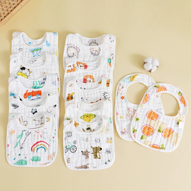 Bavoirs en mousseline de gaze pour bébé, 8 couches, Bandana, tissu doux  pour nouveau-né, serviette de salive pour bébé fille et garçon, accessoires  - AliExpress