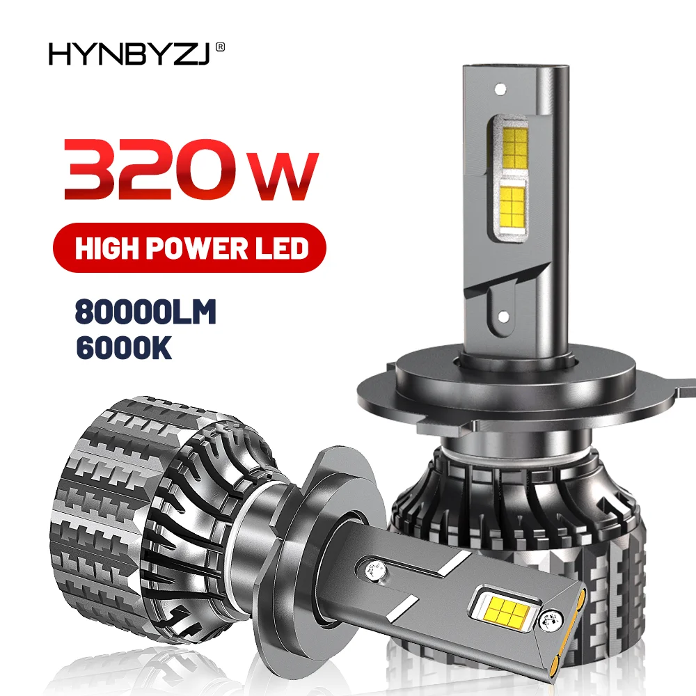 

HYNBYZJ 80000LM H7 H4 H11 LED Headlight 320W High Power H1 H3 H8 H9 HB4 HB3 9005 9006 9012 Turbo Lamp 6000K White Car Light