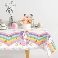 Rainbow Unicorn PE Tablecloth Happy Unicorn Theme Birthday Party Decorations Kids Favors Table Cover Girls Baby Shower Supplies 2