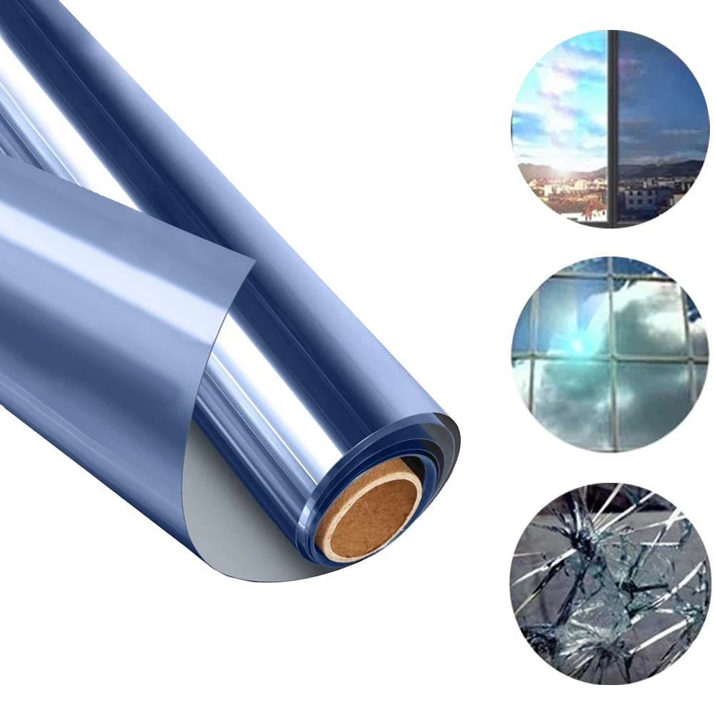 Thick High Quality Mirror Film Heat Insulation Blue Heat Insulsation PET Privacy Window 50cm X 100cm 60cm X 100cm