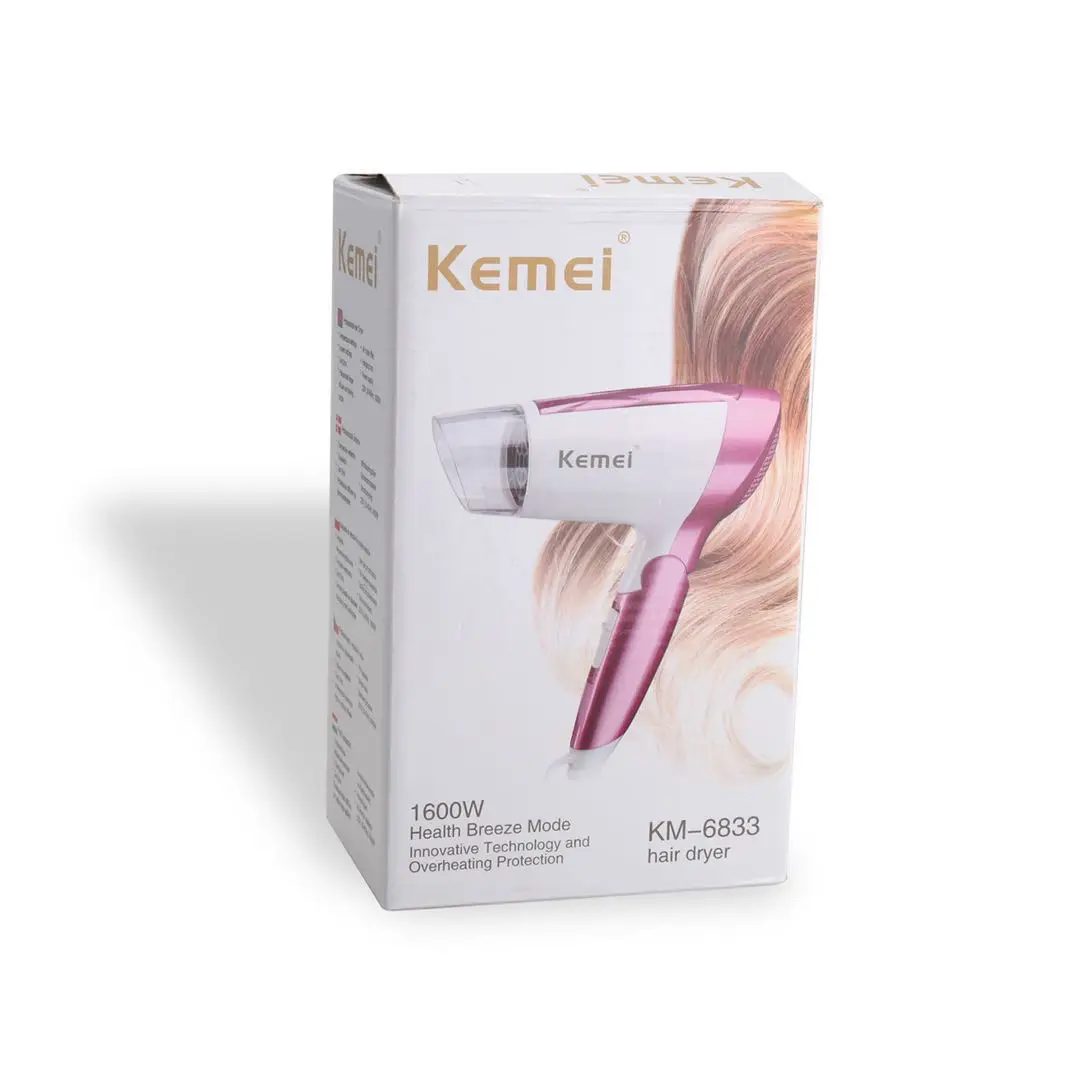 kemei hair dryer KM-6833 foldable hair dryer for student and travel