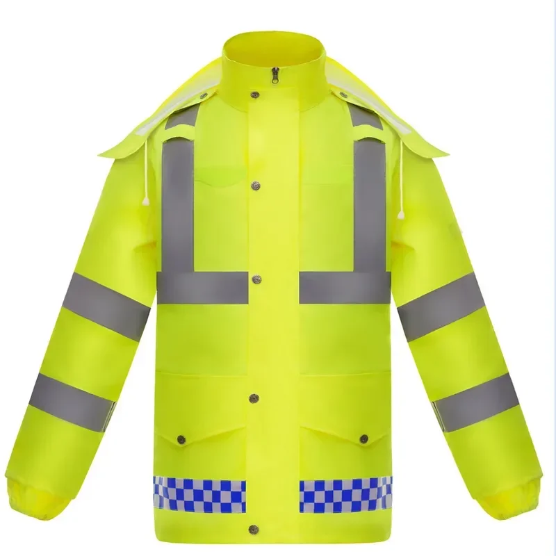 

Adult Overalls Pvc Raincoat Men Waterproof Mannen Gear Suit Regenpak Outdoor Raincoat Quality Portable Reflective Hooded Rain
