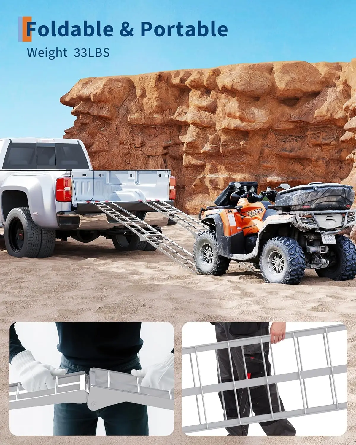 89x12in Aluminum Folding Loading Ramps, 750/1500lbs Capacity Heavy Duty Ramps for Pickup Trucks Trailers Motorcycles ATV UTV