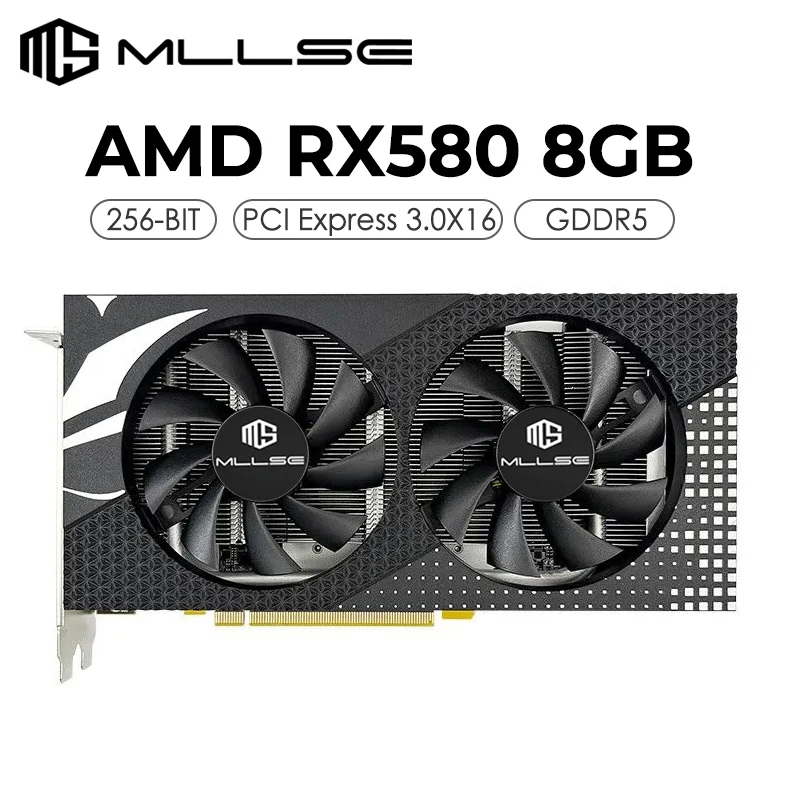 Mllse Placa De Video Amd Radeon Rx 580 8Gb 2048Sp Scheda Grafica Gddr5 256-Bit Pci Express 3.0X16 Computer Gaming Видеокарта
