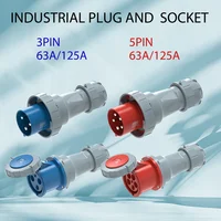 สายไฟฟ้า 32A 3 ขา 2P+E พร้อมปลั๊กและเต้ารับกันน้ำสำหรับงานกลางแจ้ง ปลั๊กอุตสาหกรรม 220V-440V IP67 แบบตัวผู้และตัวเมีย 2