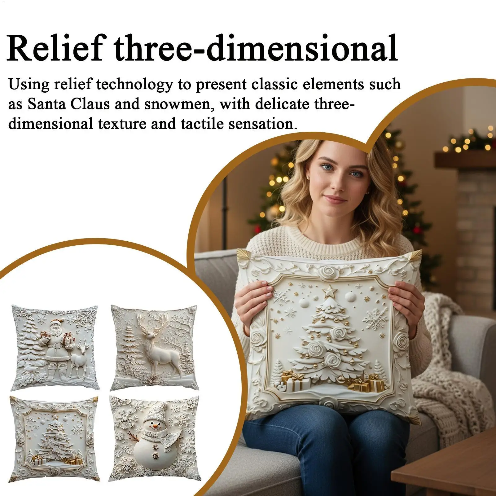 Throw Pillow Covers 18x18 Inch Soft Winter Decorations 4 Piece Christmas Cushion Covers For Holiday Farmhouse Indoor Couch Sofa