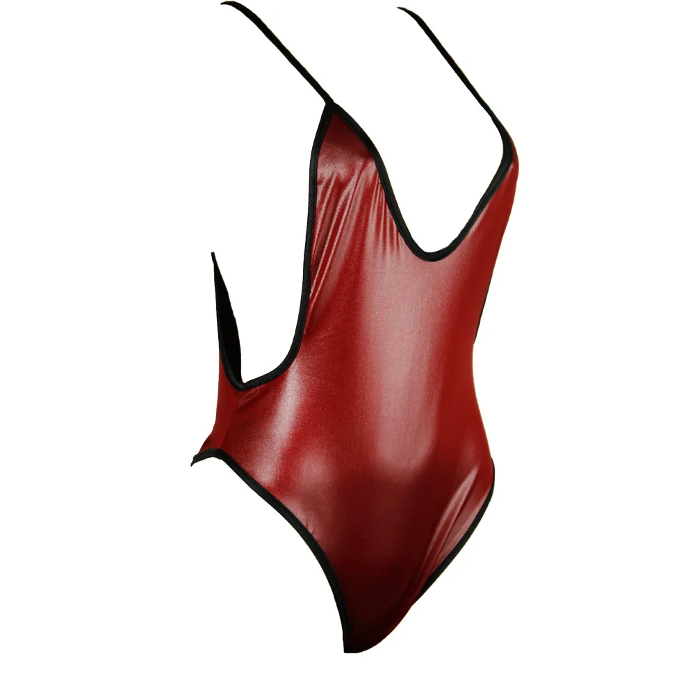 Sexy Faux Leather Biquini Beach Bathing Suit Swimsuit Leotard