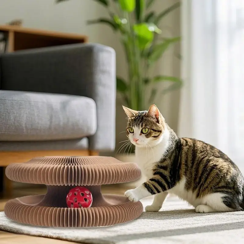 Organ Cat Scratcher Board Cat Toys Scratching with Bell Ball Pet Enrichment Play Game for Small Medium Animals