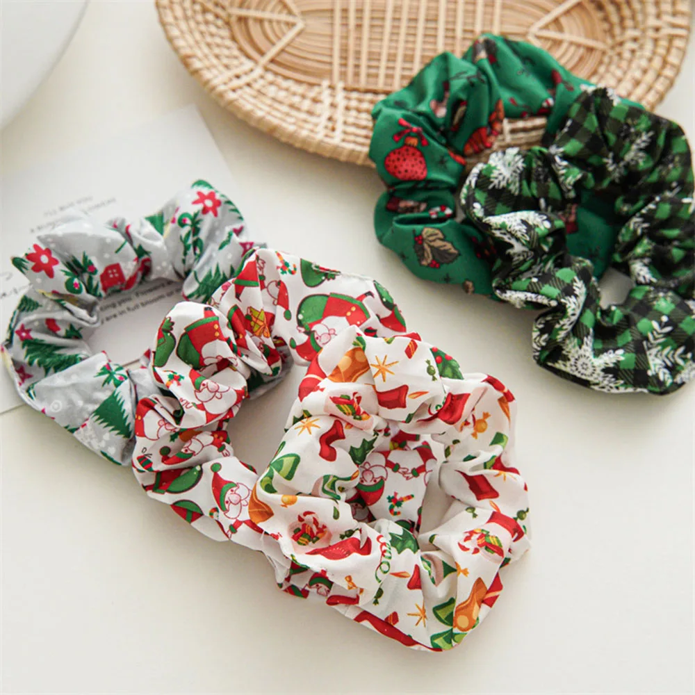 

Cute Santa Elk Elastic Hair Bands Christmas Xmas Tree Hairband Hair Scrunchies Women Girls Ponytail Bun Headband Hair Ties Rope