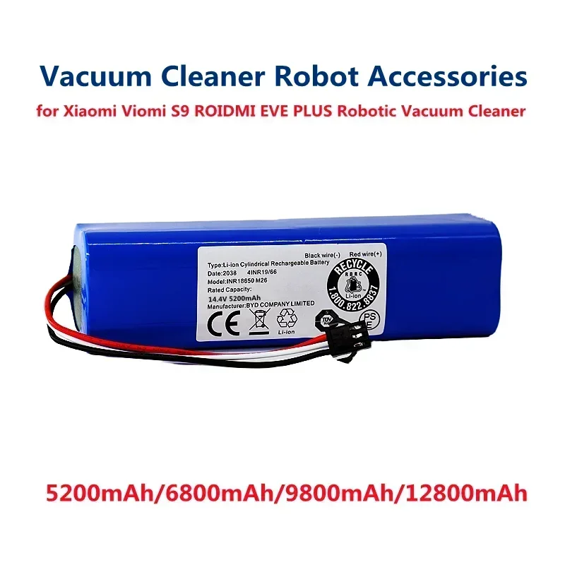 

Перезаряжаемый литий-ионный аккумулятор 14,4 В 5200 мАч для Xiaomi Viomi S9 ROIDMI EVE PLUS Аксессуары для роботов-пылесосов