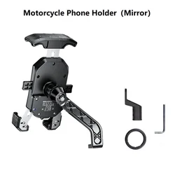 Motorcycle Phone Holder with USB & Wireless Charging - Waterproof Bracket Stand (Without Charger)