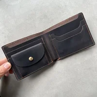 Retro Genuine Leather Mens Wallet with Coin Pocket Zipper Italian Leather Wallets Mens 2