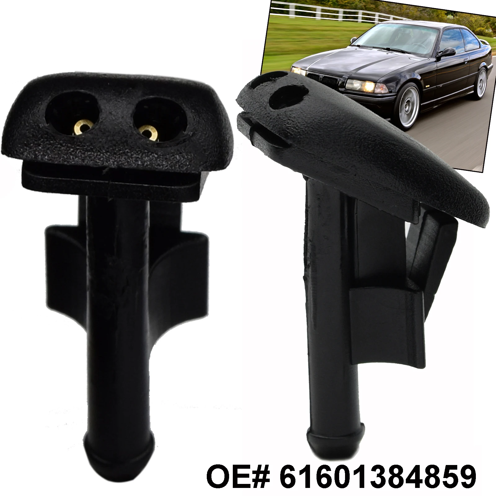 Pair Auto Car Windscreen Windshield Wiper Water Spray Jets Washer Nozzles 61601384859 For Bmw 3 Series E36 316 318 320 323 325