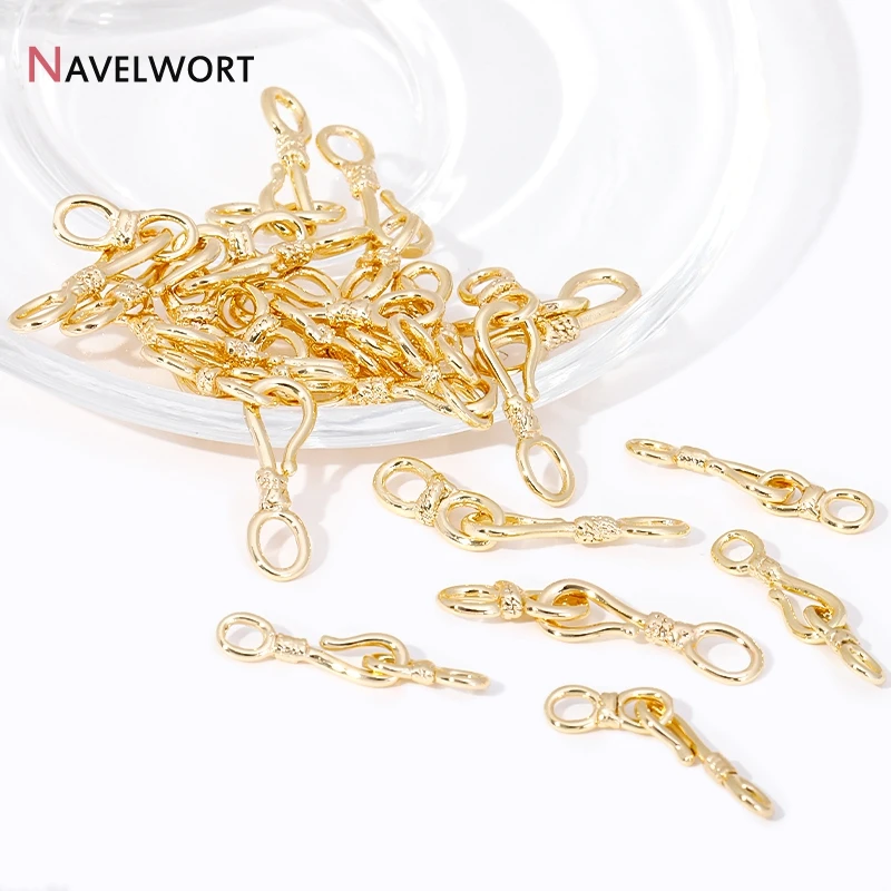 14K 금도금 황동 엔드 커넥터 걸쇠, 팔찌 목걸이 제작 용품, 보석 제작용 걸쇠, DIY 액세서리, 2 가지 크기