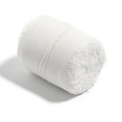 Luxurious 5 - Meter Roll of Chiffon Silk Ribbon with Frayed Edges for Elegant Gift Wrapping and Event Decor (White)