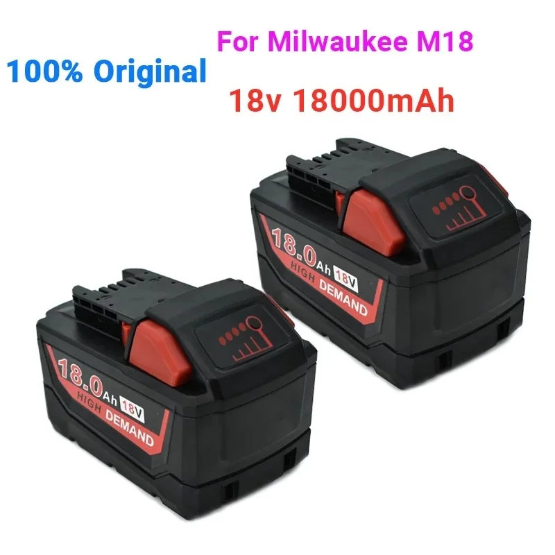 

Original 18V 18000mAh Li-ion Tool Battery for Milwaukee M18 48-11-1815 48-11-1850 2646-20 2642-21CT Repalcement M18 Battery18650