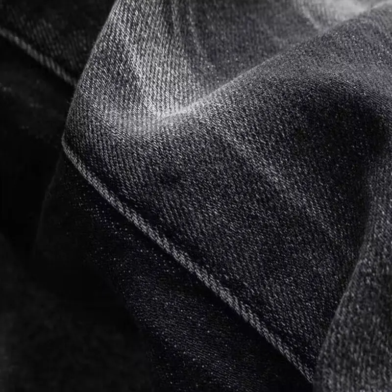 Streetwear Fashion Men Jeans Retro Black Gray Stretch Slim Fit Hole Ripped Jeans Men Patched Designer Hip Hop Brand Pants Hombre