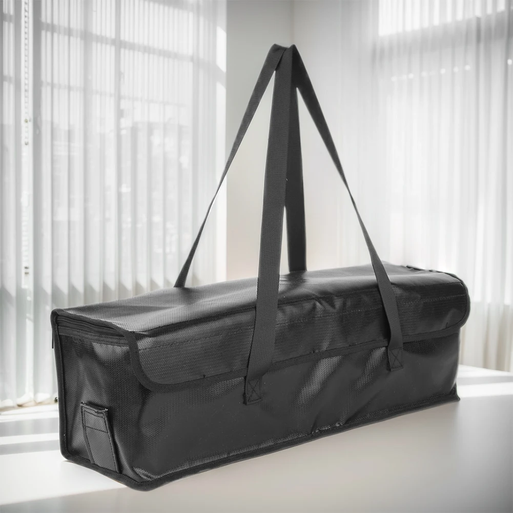 Heavy-duty fireproof silicone cloth ebike battery storage transport bag with safe charge port