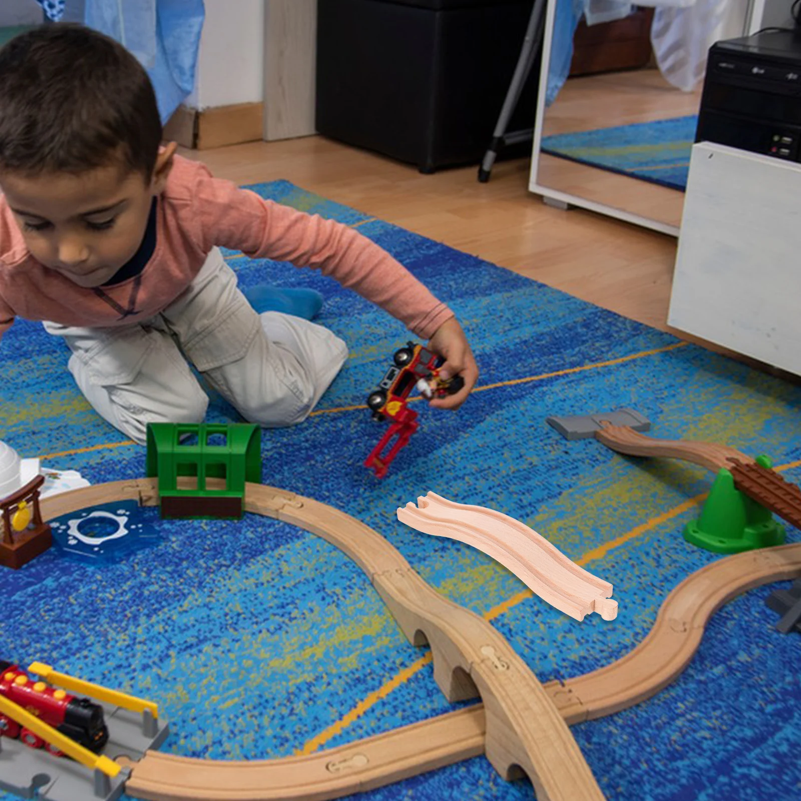 Train Bulk Track Toy Wooden Railway Playthings DIY Tracks Accessories Luxury Scene