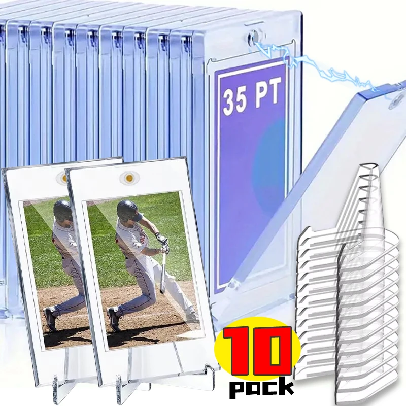 Clear Magnetic Card Holder 35PT Cards Protective Sleeves Case with Display Stand Rack For Idol Photo Game Sports Trading Cards for card holder,photo card holder,card protector