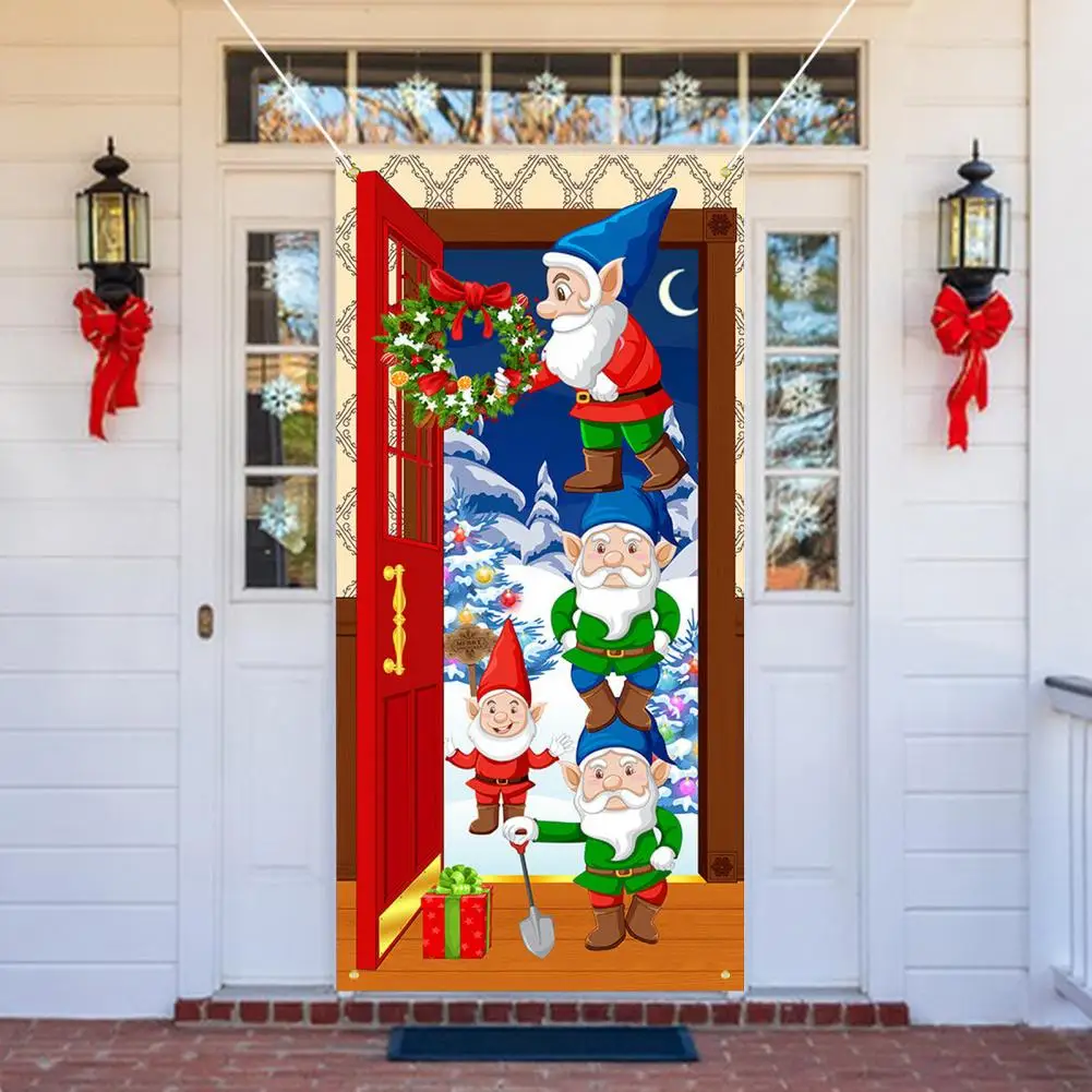 

Christmas Home Decor Christmas Door Festive Christmas Curtain Reusable Door Cover for Home Decoration Photography Xmas Winter