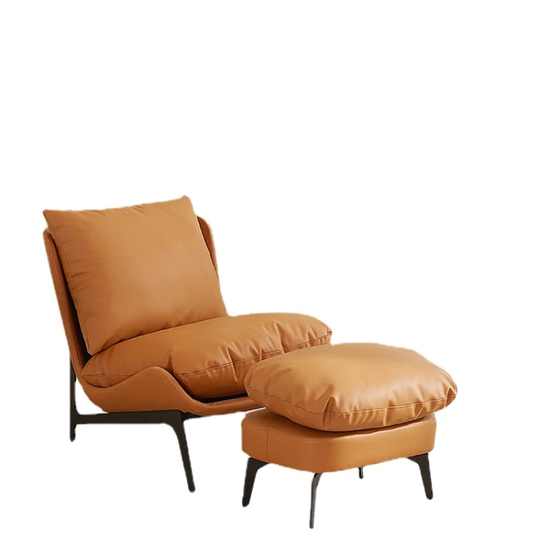 

ZC Nordic Genuine Leather Single-Seat Sofa Chair Balcony Home Leisure Recliner