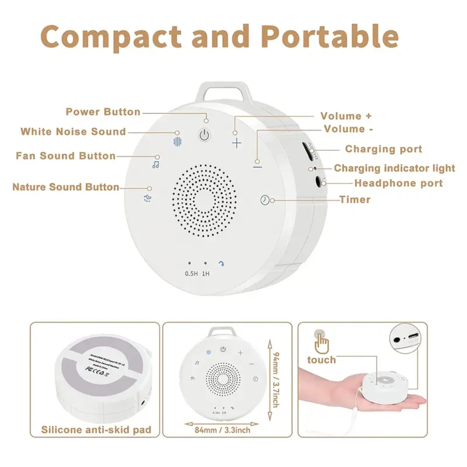 Enhance Your Sleep Quality Today with this Perfect Portable White Noise Machine Featuring 19 Natural Soothing Sounds, 3 Convenie