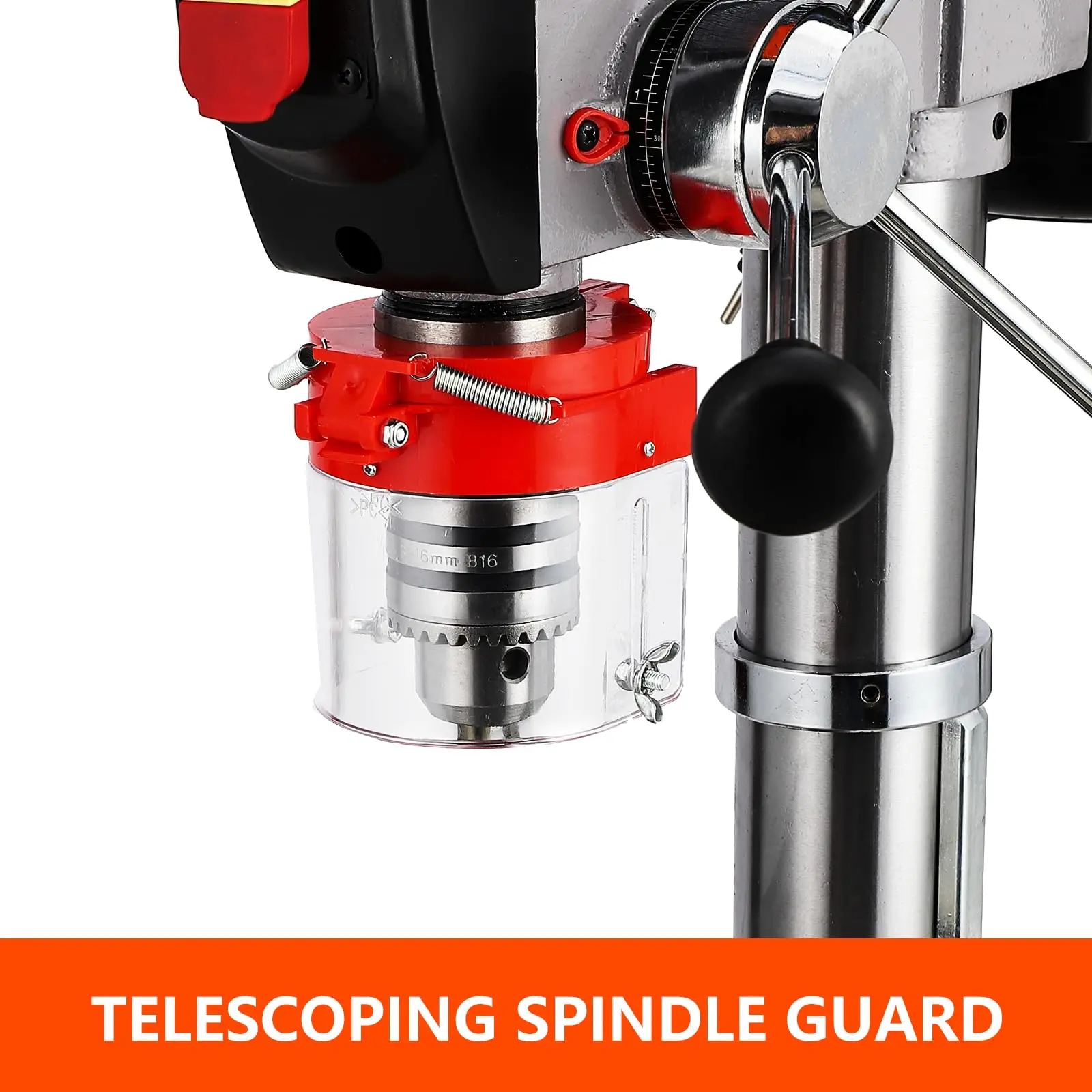 13 in Floor Drill Press, 7.5 Amp 120V, 288-3084 RPM Variable Speed Cast Iron Bench Drill Press, 0-45° Tilting, for Wood Metal 3