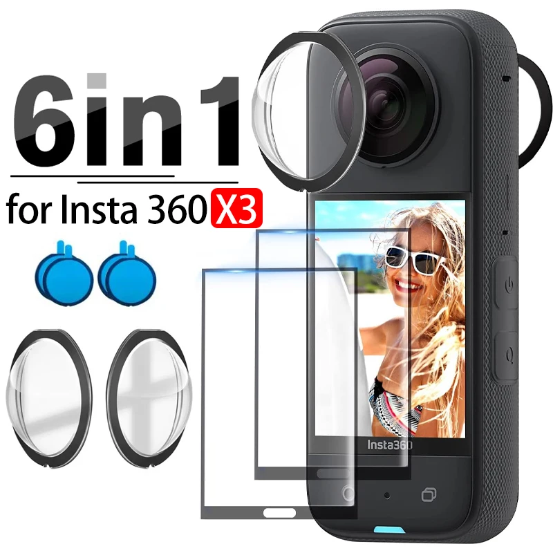 For Insta 360 X3 Sticky Lens Guard Cover LCD Screen Protector 9H Hard Tempered Glass for Insta360 X3 Action Camera Accessories