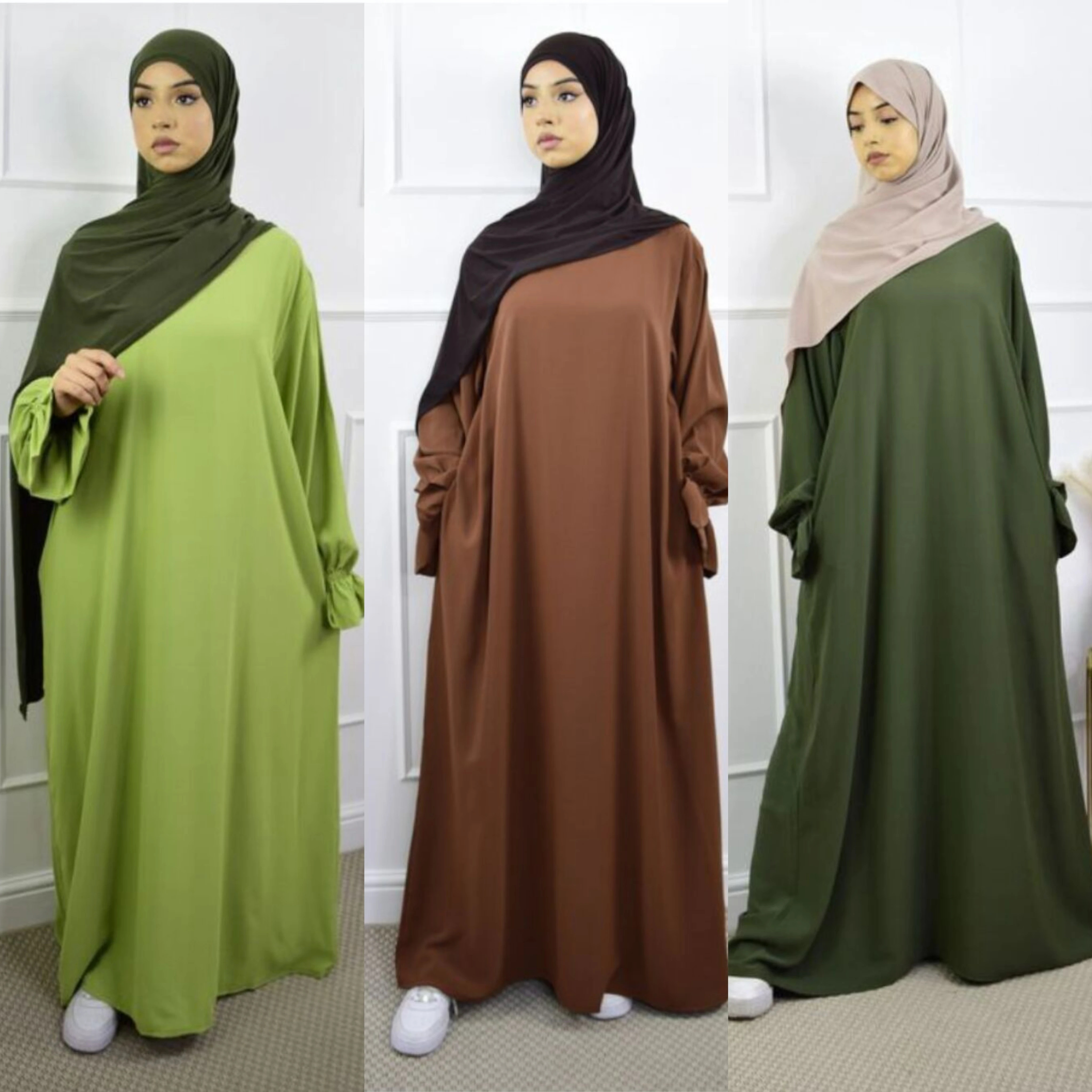 

Women Elegant Dresses Kaftan scarf Dubai Party Outfits Long Sleeve Muslim Robe With Pockets African Abaya Clothing Ramadan