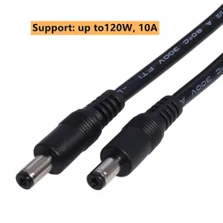 Universal DC Power Extension Cable with 5.5 x 2.1mm Male-to-Male Connectors for Electronics and LED Lighting (5m)