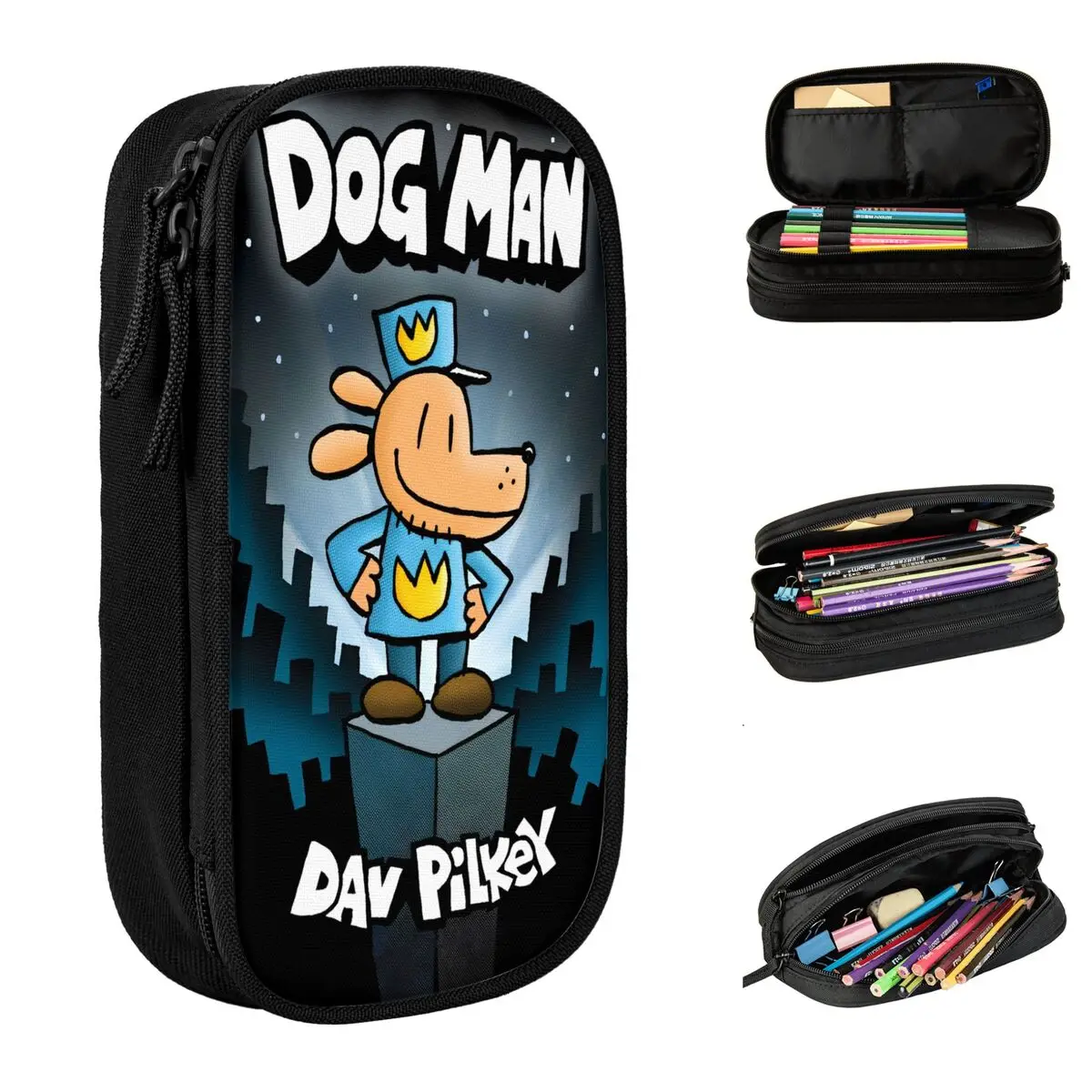 Anime Dog Man Cartoon Pencil Case Classic Pen Bag for Student Large Storage School Supplies Cosmetic Pencilcases