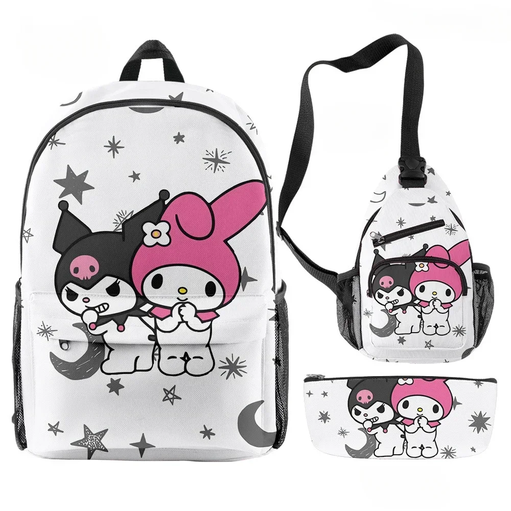 

New Product Sanrio Kuromi Cute Primary and Secondary School Students Backpack Three-piece Set School Bag Fashionable Style