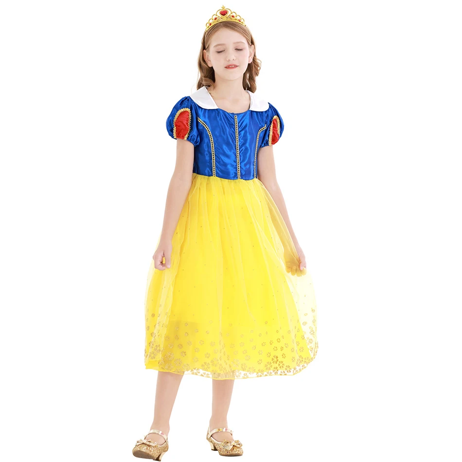 Vestido blanco como la nieve para niña, disfraz con capa, vestido de baile  de encaje para Halloween, ropa con lazo para fiesta de cumpleaños para  niños de 2 a 10 años - AliExpress, image size:950x950