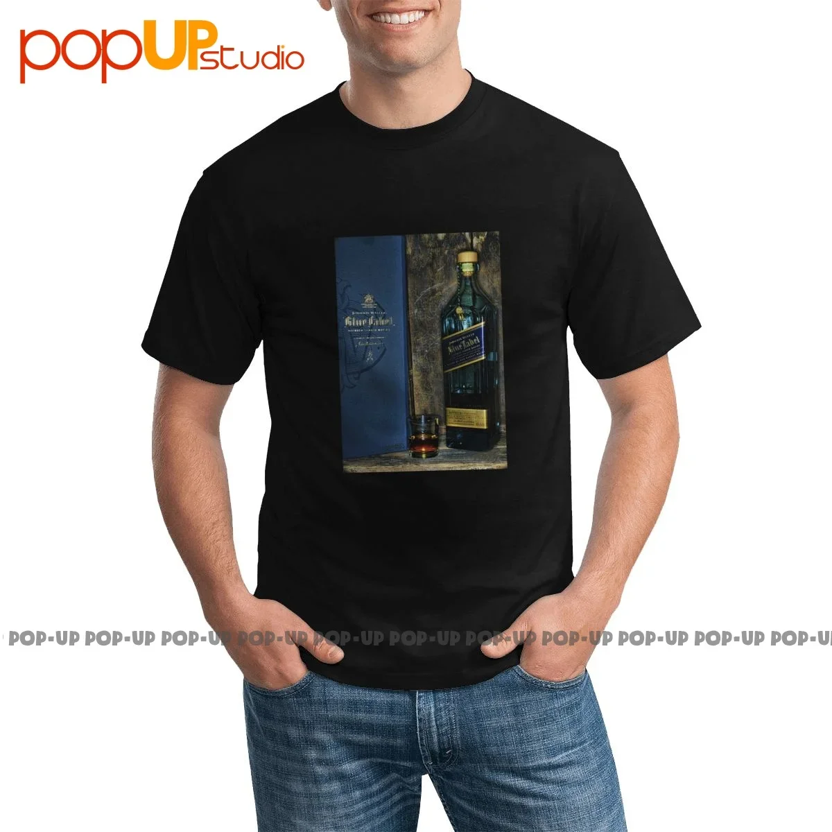 Rare Johnny Walker Blue Label Whisky P-485 T-Shirt Casual Hipster Comoda Maglietta