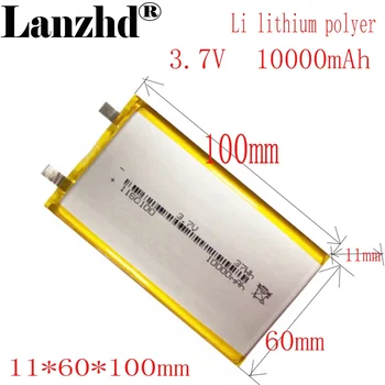 1-12 pezzi 1160100 Batterie al litio 10000mAh 3.7 V Li-po Batterie ricaricabili per Tablet PC Power Bank MP4