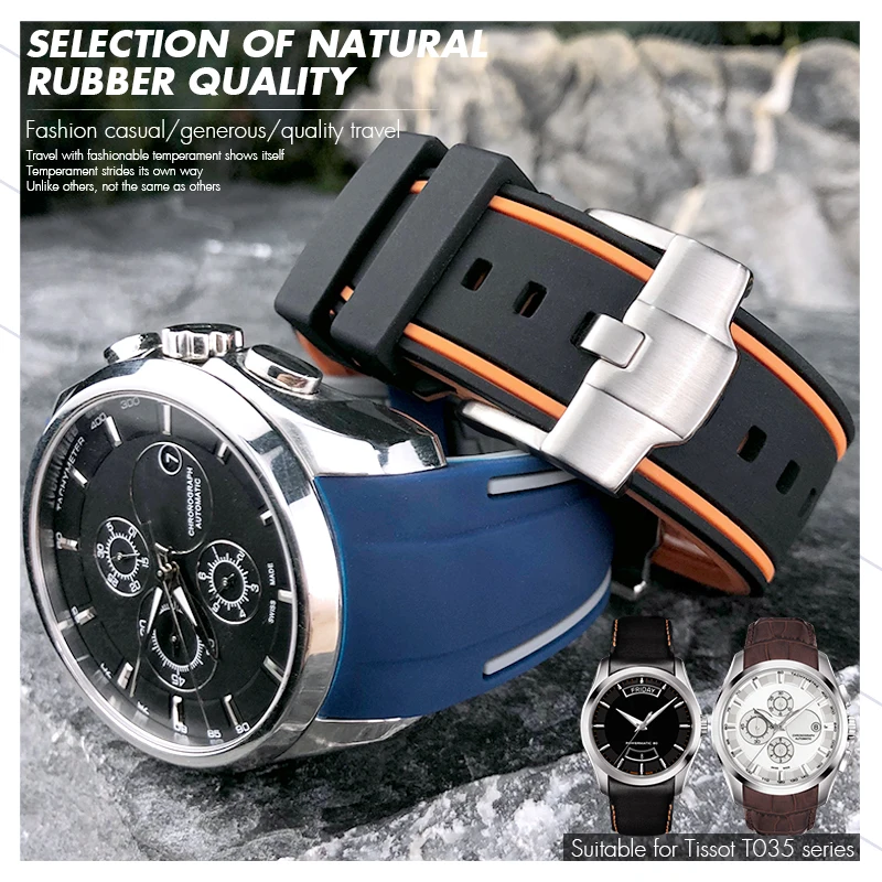 Rubber Silicone Watchband 23mm 24mm for Tissot T035627 T035617