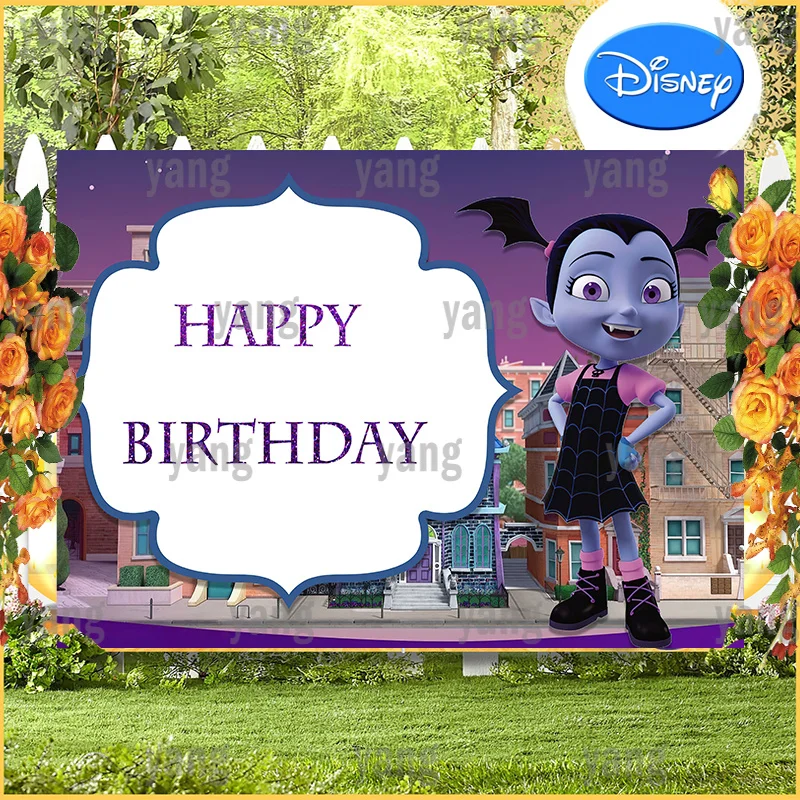 Custom Disney Magic Building Bat Braid Junior Vampirina Party Fondali Happy Girls Newborn Birthday Photography Sfondi