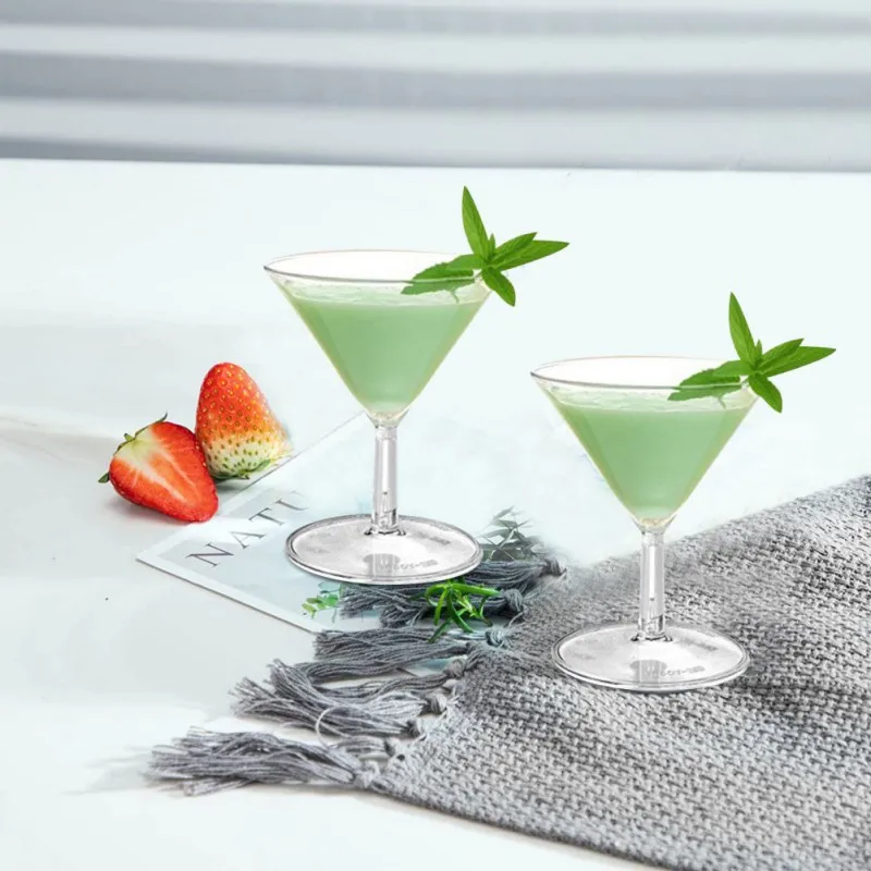 Plastic Disposable Cup 60ml Martini Glasses Ice Cream Cup Home Christmas Party Cocktail Wine Champagne Standing Cups 12pcs/set