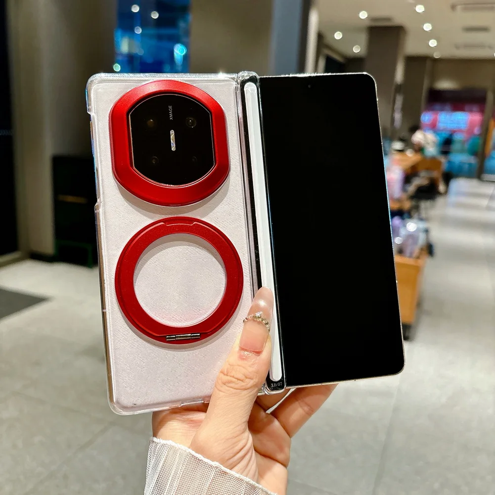 Magnetic Transparent Phone Case With Metal Rotating Ring Stand_voghion.com