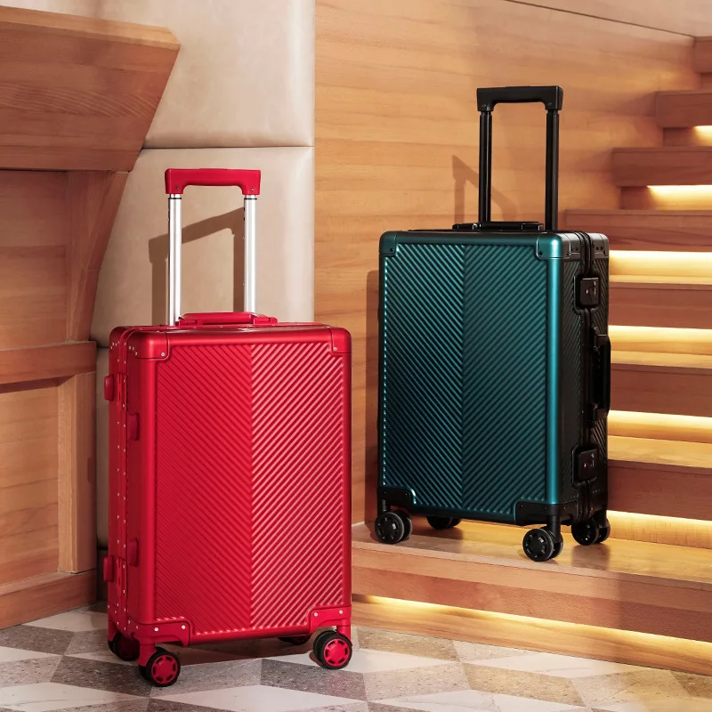Aluminum Luggage High-End Business Boarding Travel Suitcase Universal Wheel Scratch-Proof Password Trolley Case Fashion Suitcase